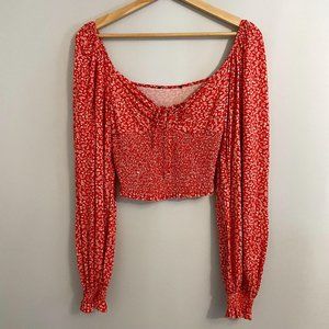 Red Orange Floral Top